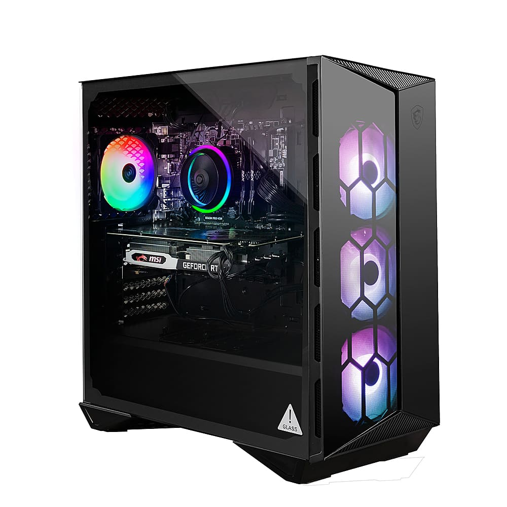 Angle View: MSI - Aegis R 10TC 083 Gaming Desktop i7-10700 RTX 3060 16GB 1TB SSD VR-Ready Win10 - Black