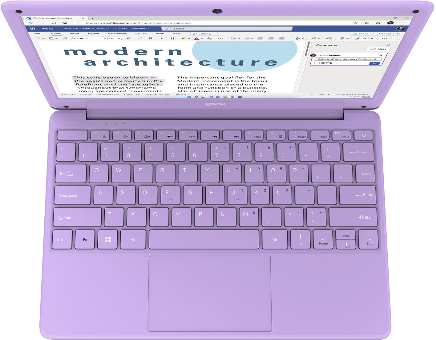Angle View: Geo - GeoBook 120 12.5-inch HD Laptop - Intel Celeron Dual Core Processor - 4GB Memory - 64GB eMMC - Purple