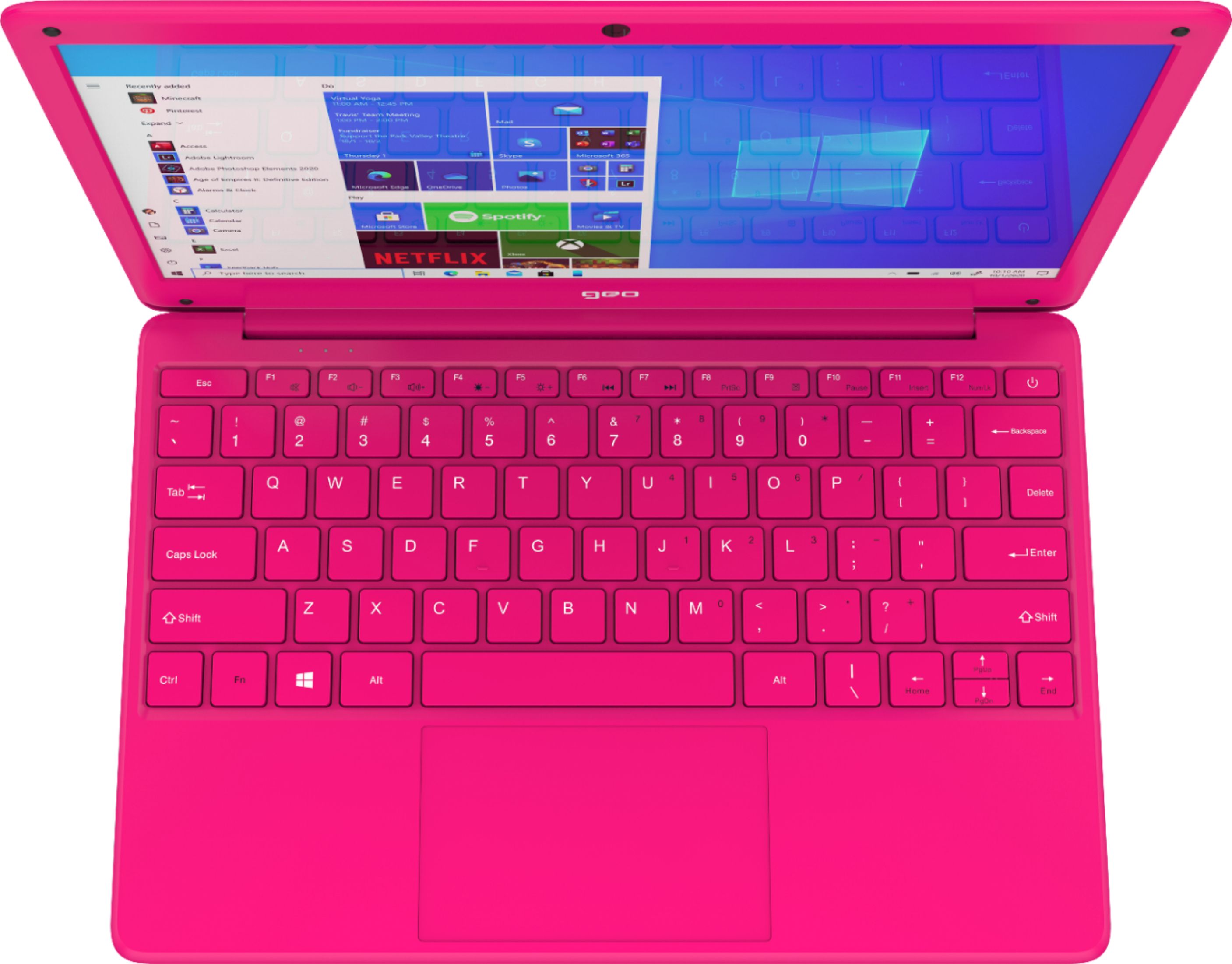 Angle View: Geo - GeoBook 120 12.5-inch HD Laptop - Intel Celeron Quad Core Processor - 4GB Memory - 64GB eMMC - Pink