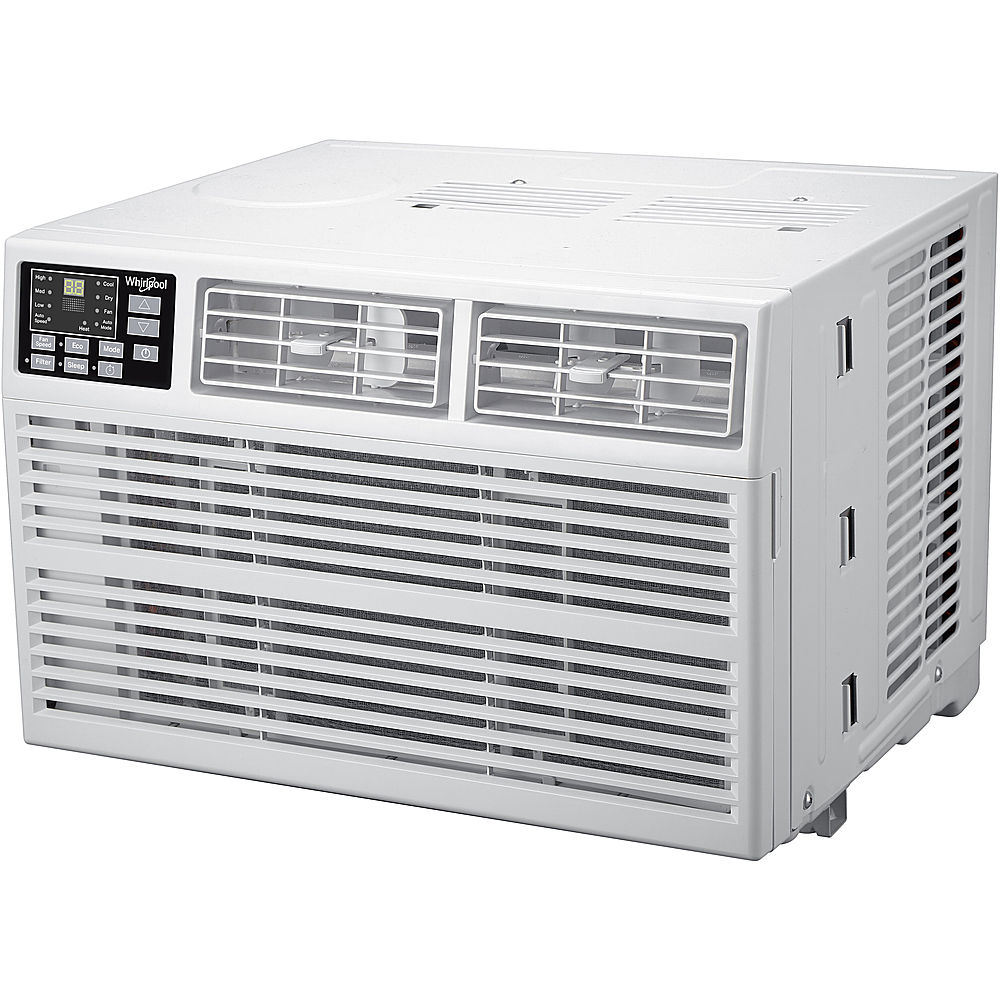 Left View: Whirlpool - Energy Star 18,000 BTU 230V Window-Mounted Air Conditioner with Heat - White