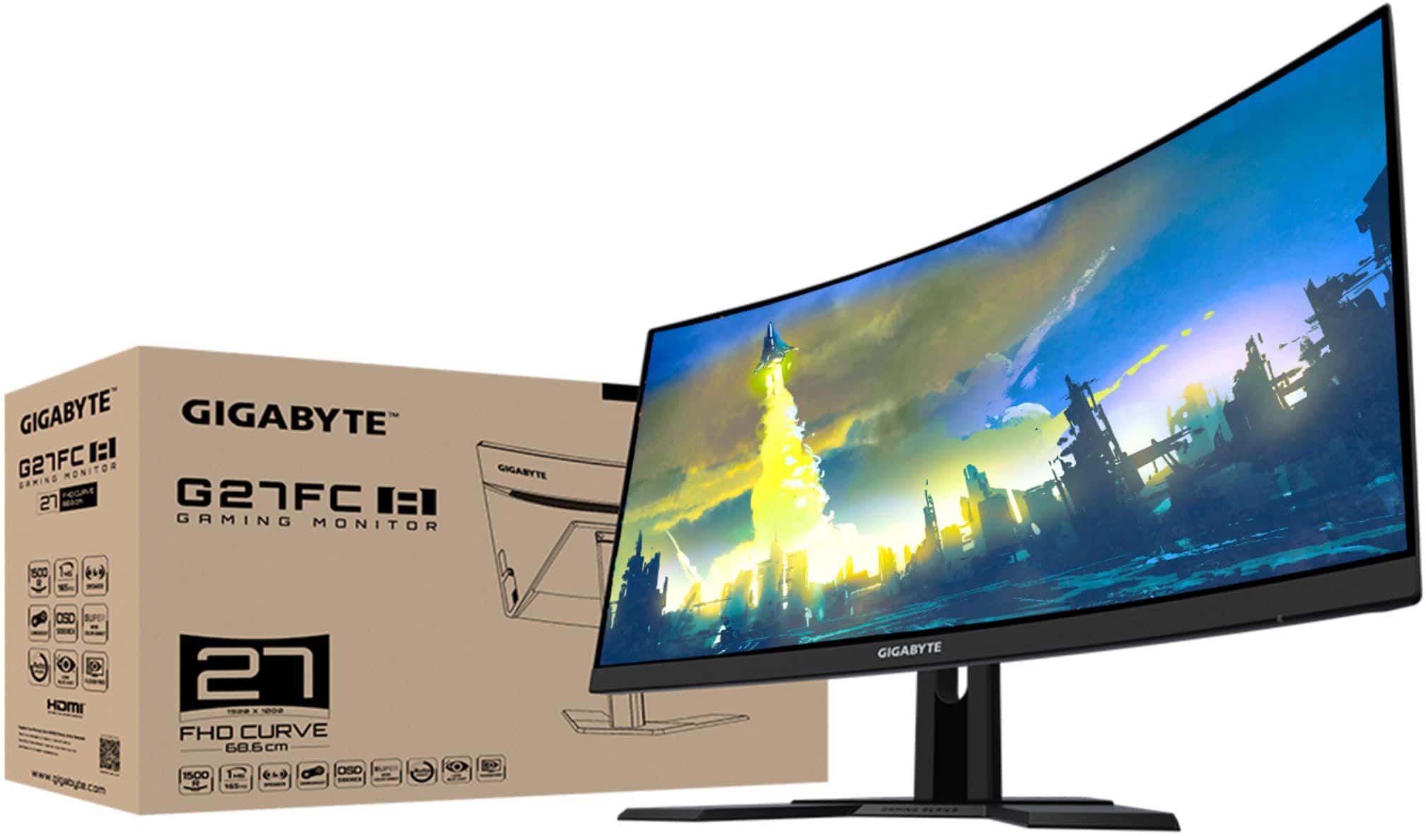 Alt View 16. GIGABYTE - G27FC A 27" LED Curved FHD FreeSync Premium Gaming Monitor (HDMI, DisplayPort, USB) - Black.