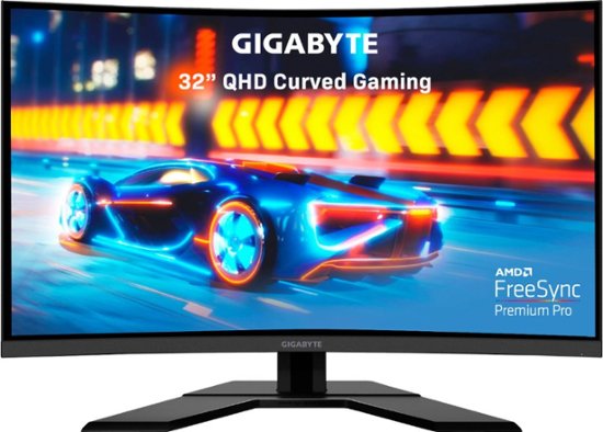 Front Zoom. GIGABYTE G32QC A 32" LED Curved QHD Freesync Premium Pro Gaming Monitor with HDR (HDMI, DisplayPort, USB) - Black.