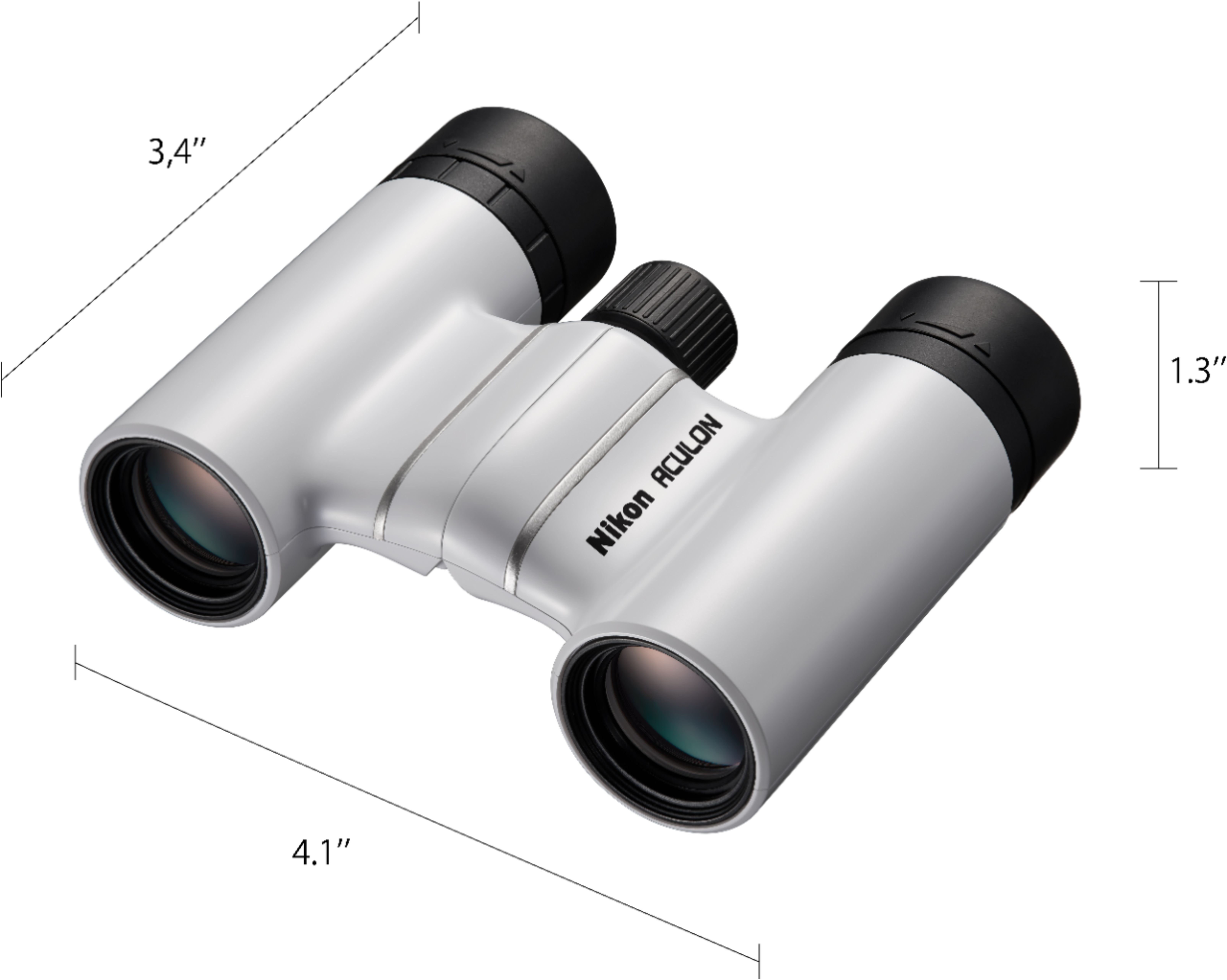 Left View: Nikon - Aculon T02 8 x 21 Compact Binoculars - White