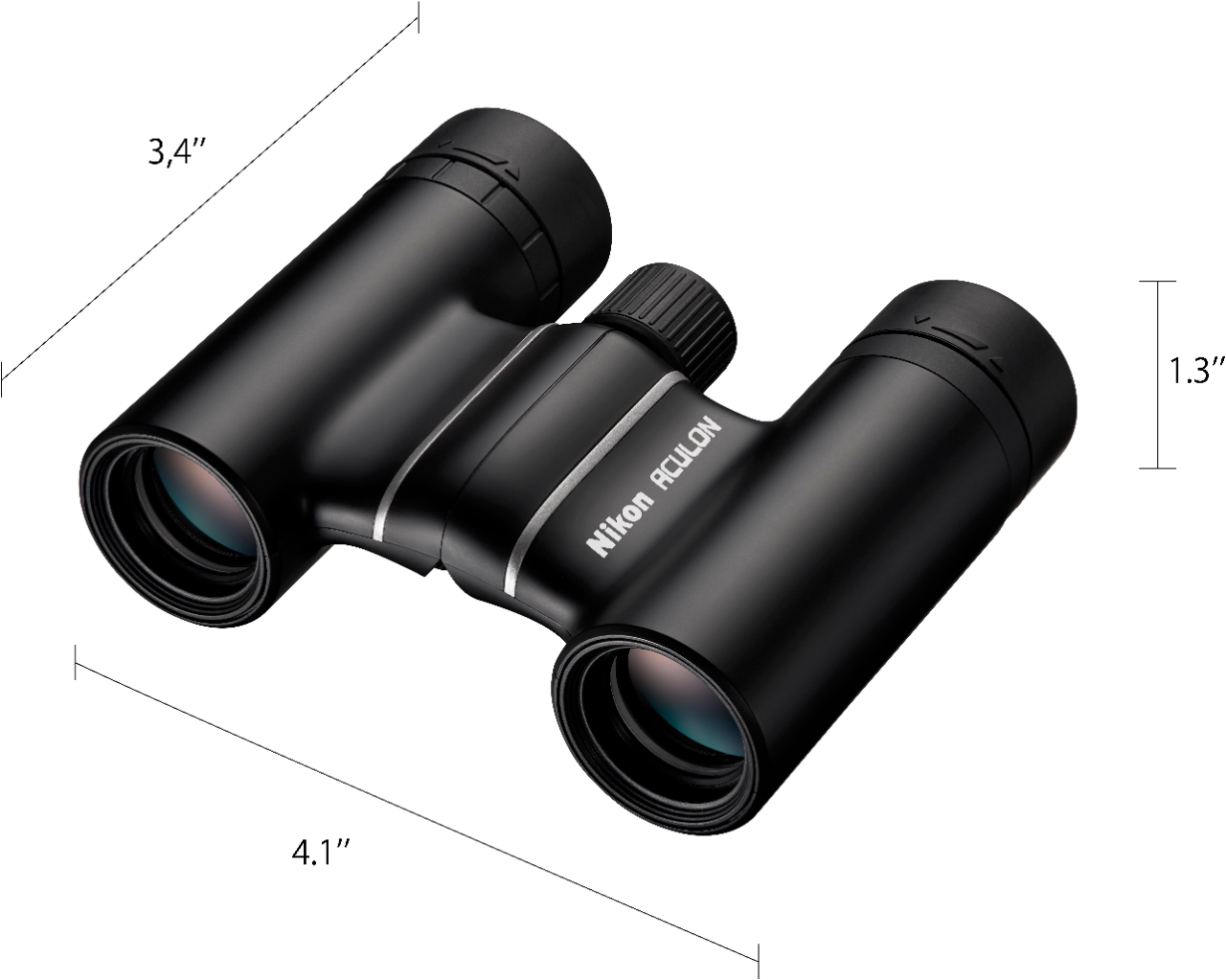 Left View: Nikon - Aculon T02 10 x 21 Compact Binoculars - Black