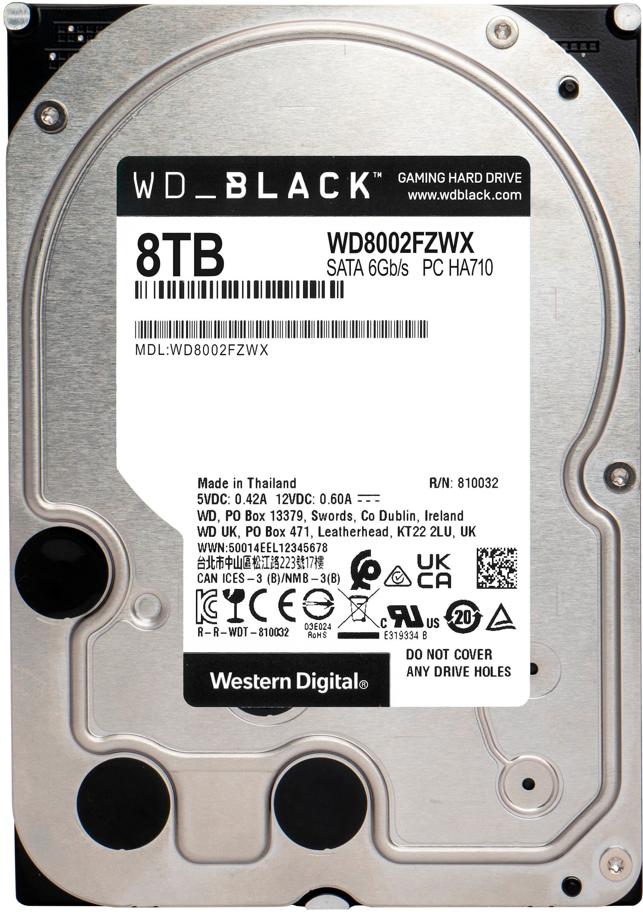 WD_Black 8 to High Performance, Disque Dur Interne 3.5 7200 RPM Class,  SATA 6 GB/s, 128MB Cache, Garantie 5 Ans : : Informatique