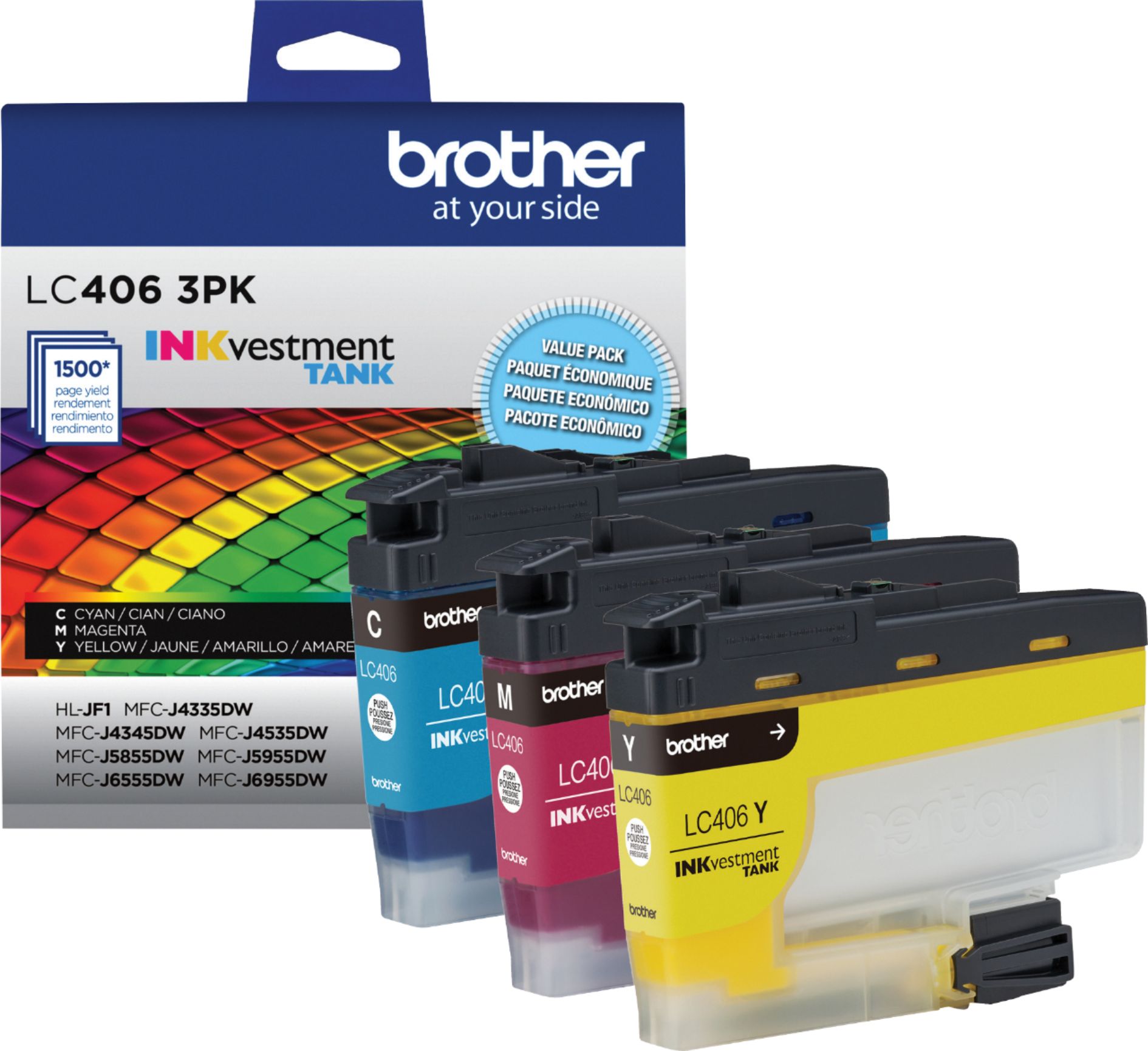 Brother LC406 3PK 3-Pack INKvestment Tank Ink Cartridges Cyan 