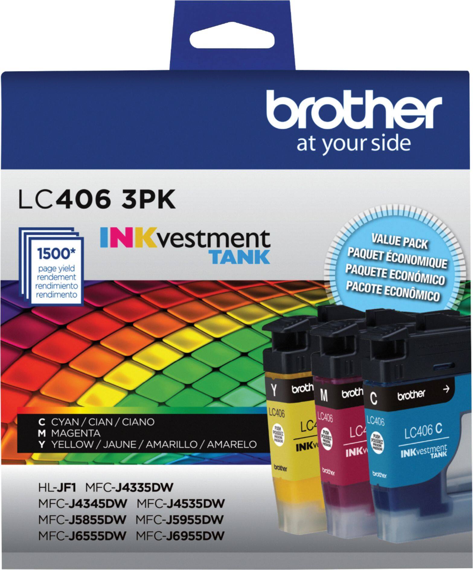 Alt View 11. Brother - LC406 3PK 3-Pack INKvestment Tank Ink Cartridges - Cyan/Magenta/Yellow.