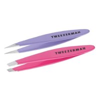 Tweezerman - Mini Oval Slant and Point Tweezer - Pink/Lilac - Angle_Zoom