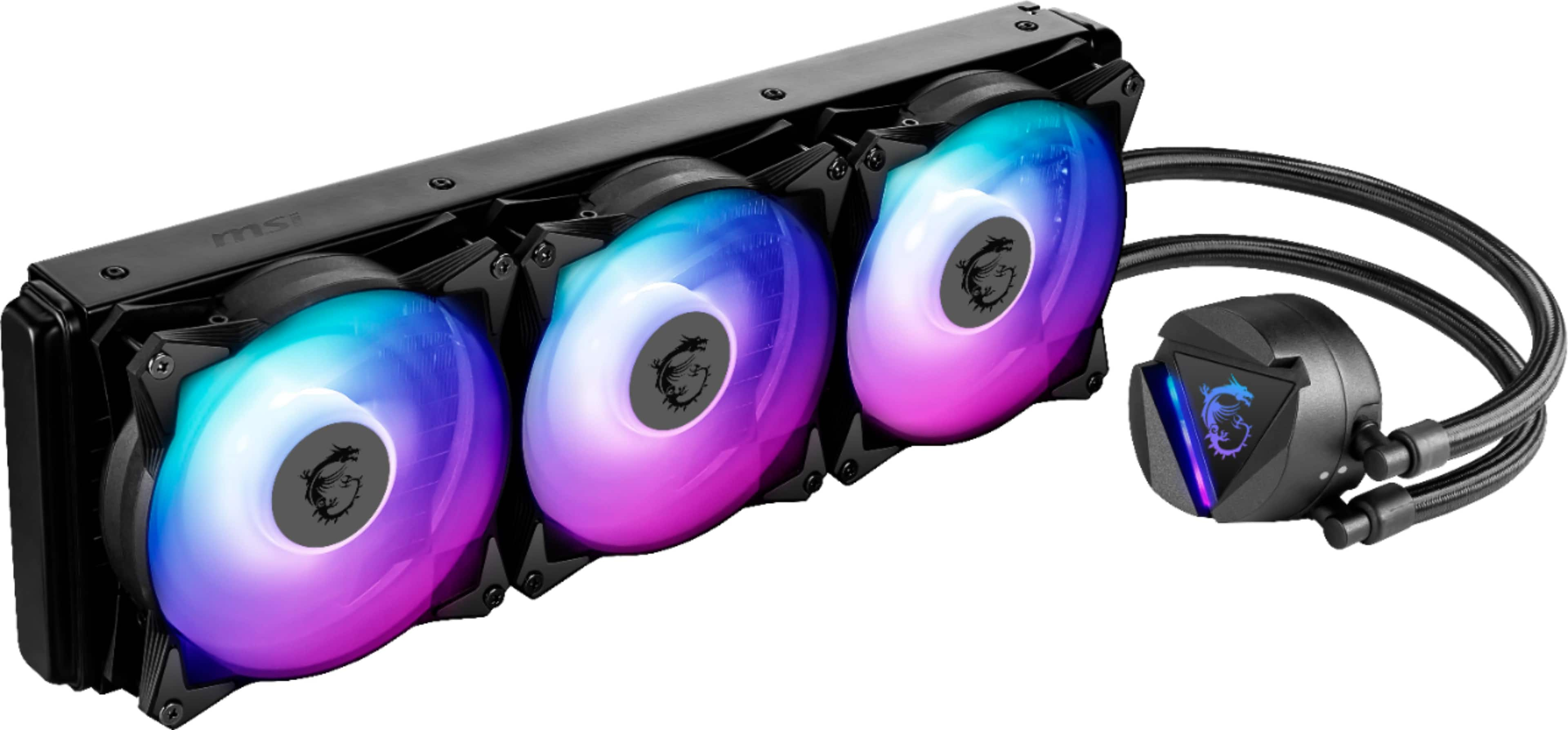 MSI - MAG CORELIQUID 360R - 240mm Radiator - AIO ARGB CPU Liquid Cooler - Rotating Cap Design - 3x 120mm ARGB PWM Fans