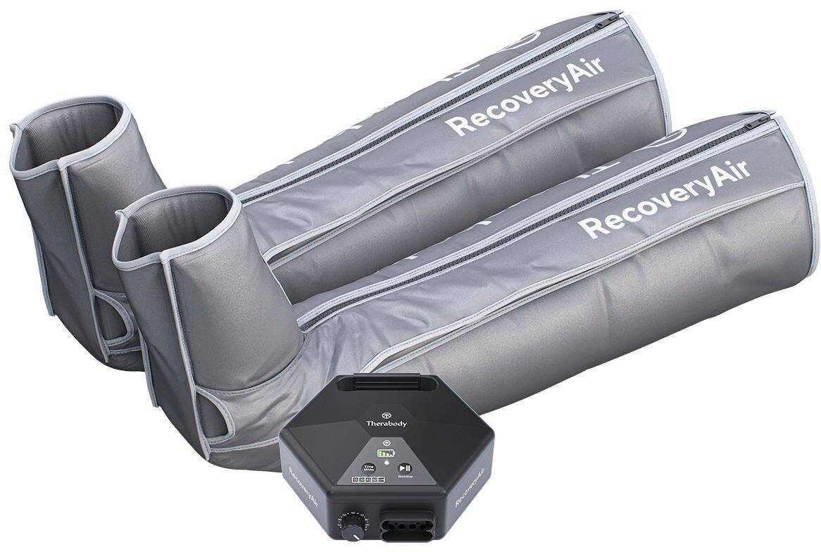 Left. Therabody - RecoveryAir Pneumatic Compression System - Small Set - Grey.