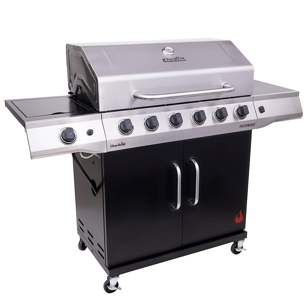 Angle View: Char-Broil Performance Series 6-Burner Gas Grill - Stainless Steel_Black