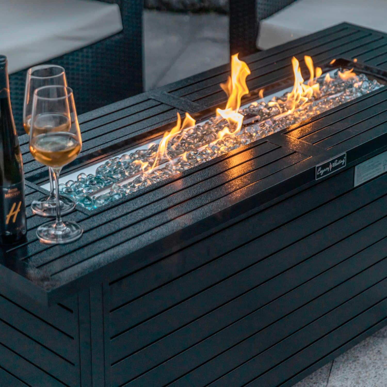 Alt View 19. Legacy Heating - Rectangular Fire Pit Table - Black.