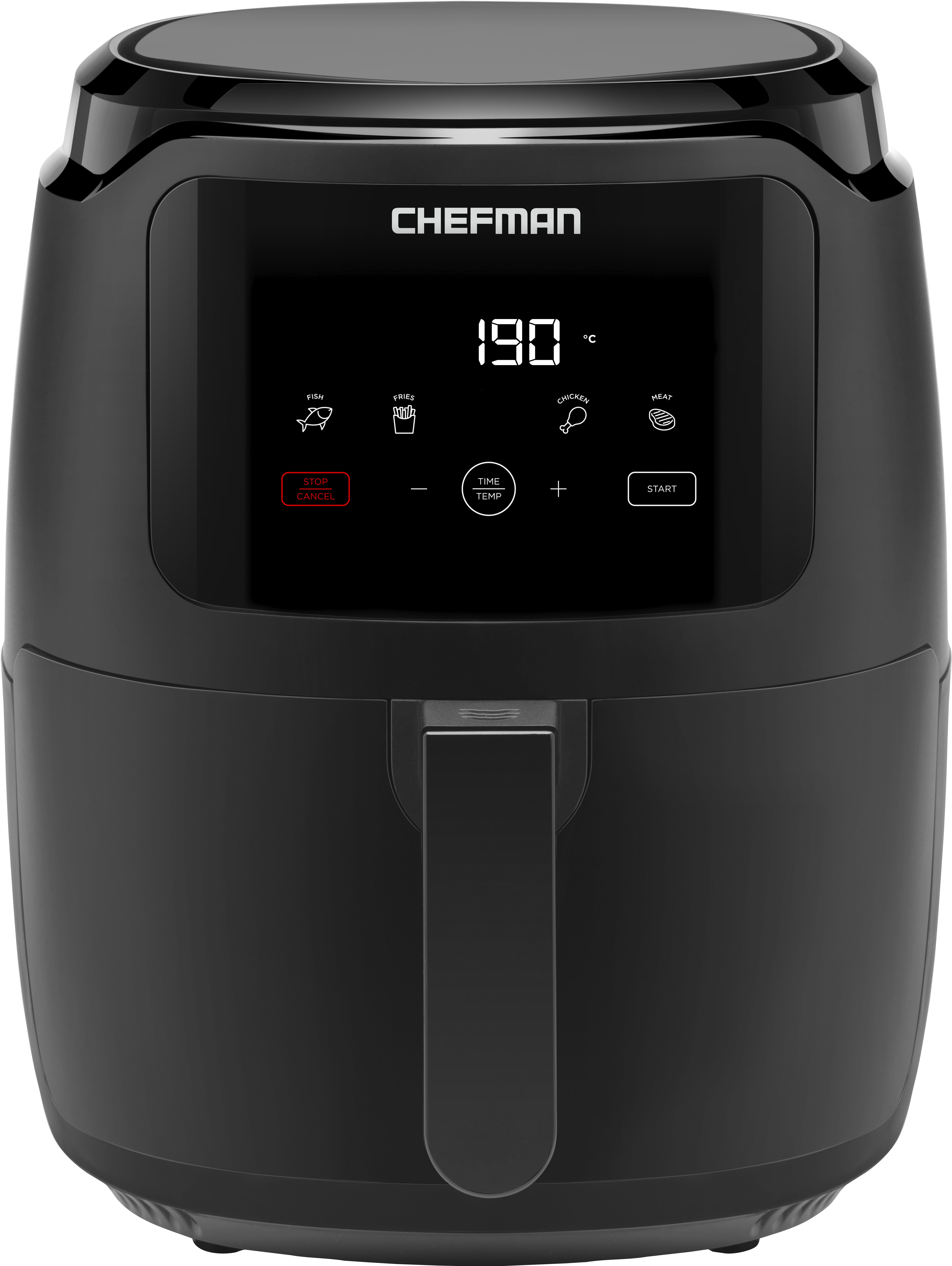 Left View: Chefman Family Size 5 Qt. Digital Air Fryer with 4 Cooking Presets - Black