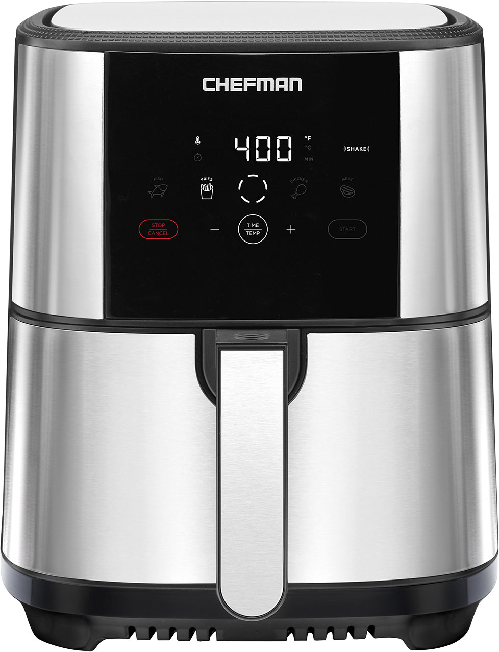 Angle View: Chefman Digital 5 Qt. Air Fryer with 4 Cooking Presets & Shake Reminder - Silver/Black