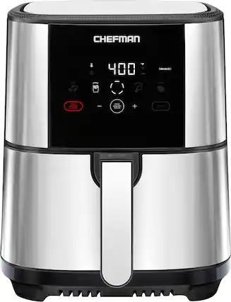 Angle. Chefman - Chefman Digital 5 Qt. Air Fryer with 4 Cooking Presets & Shake Reminder - Silver/Black.