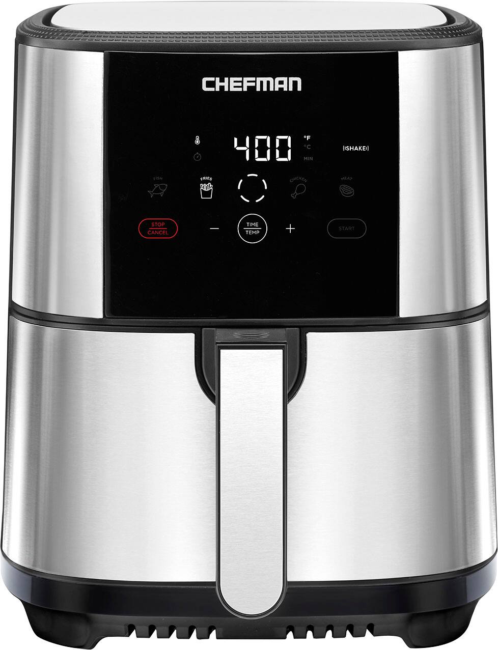 Angle. Chefman - Chefman Digital 5 Qt. Air Fryer with 4 Cooking Presets & Shake Reminder - Silver/Black.