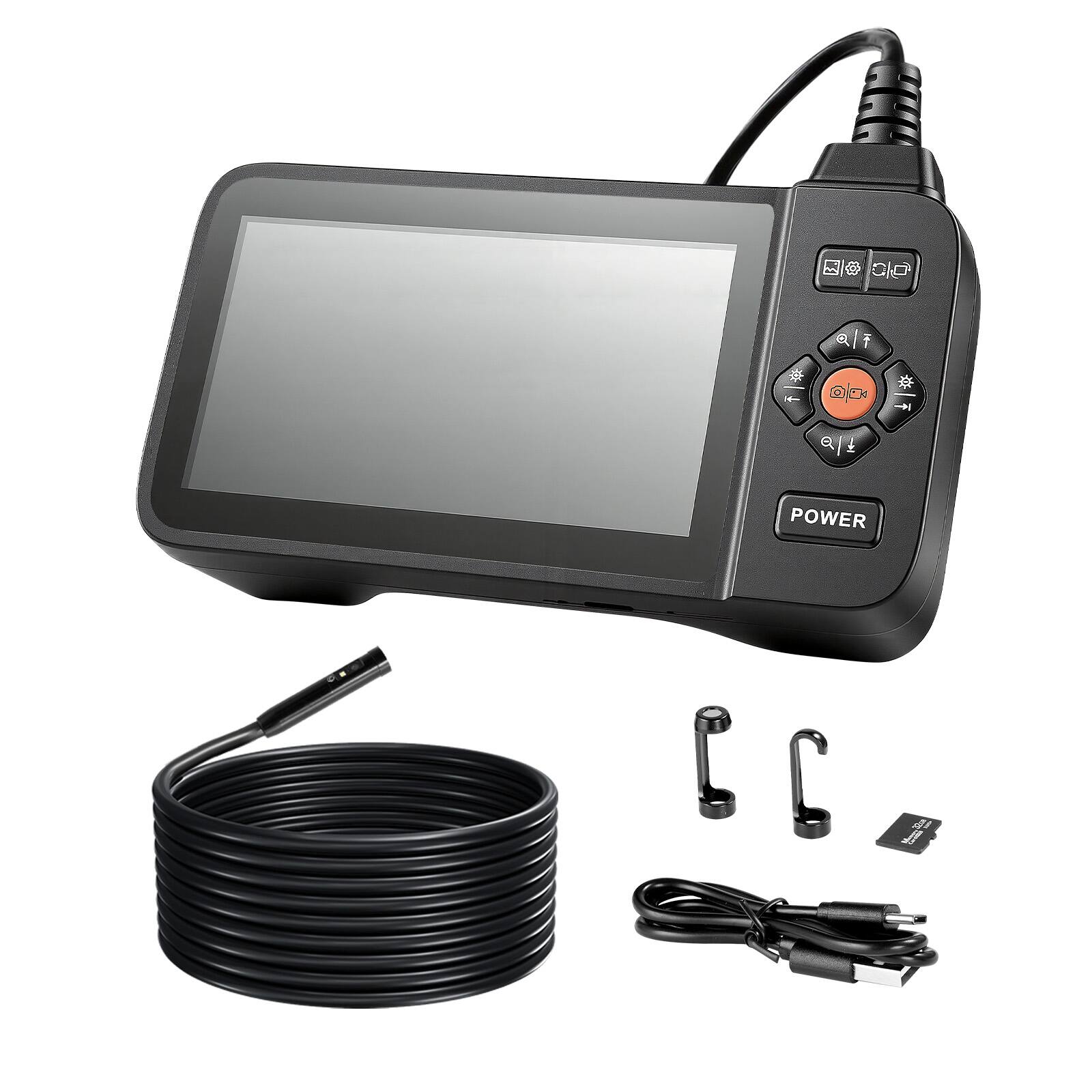 Alt View 5. VEVOR - Triple Lens Endoscope with Light, 4.5" HD IPS Screen Industrial Borescope Camera, 8 + 2 Lights, 8X Zoom - Black.