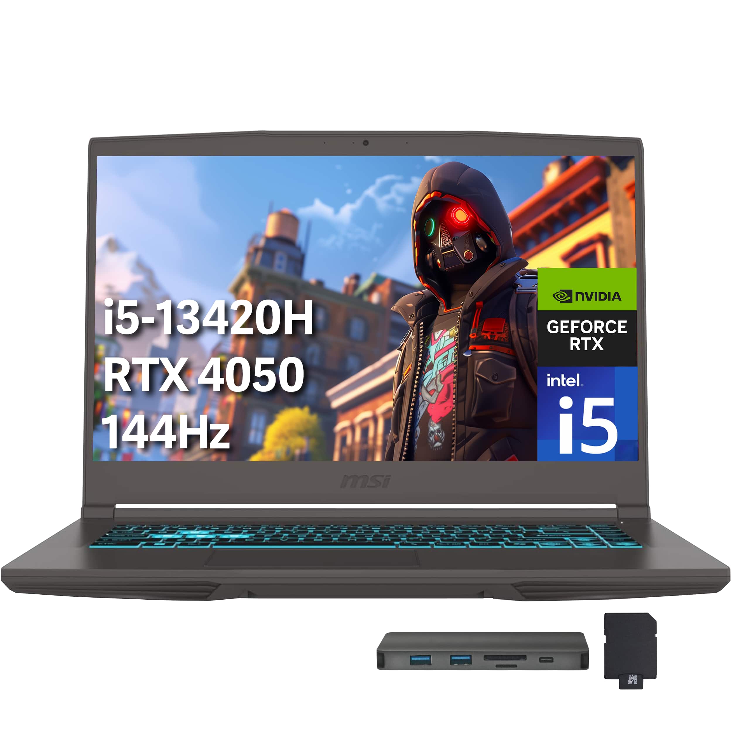 MSI - Thin 15 15.6" FHD Gaming Laptop,Intel i5-13420H,GeForce RTX 4050,64GB RAM,4TB SSD+256GB Dock Station,Win 11 - Gray