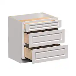 Boyel Living - 33-in W x 34.5-in H x 24-in D Shaker 3-Drawer Kitchen Base Cabinet with Soft-Close Slides - Glacier White