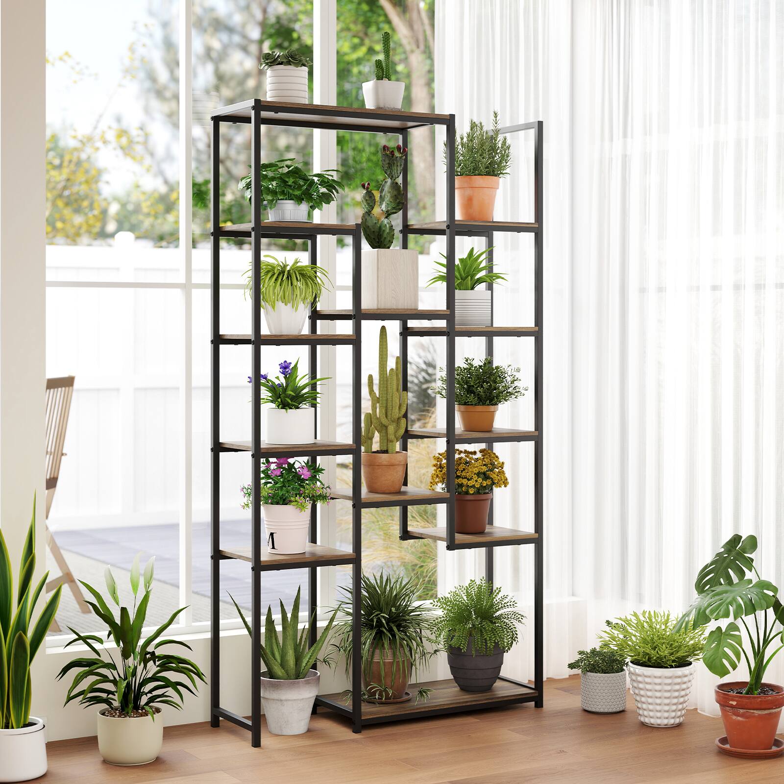 Alt View 4. Gymax - Gymax 71'' Tall Bookshelf w/12 Open Shelves Anti-tip Kit for Living Room Home Office - Brown.