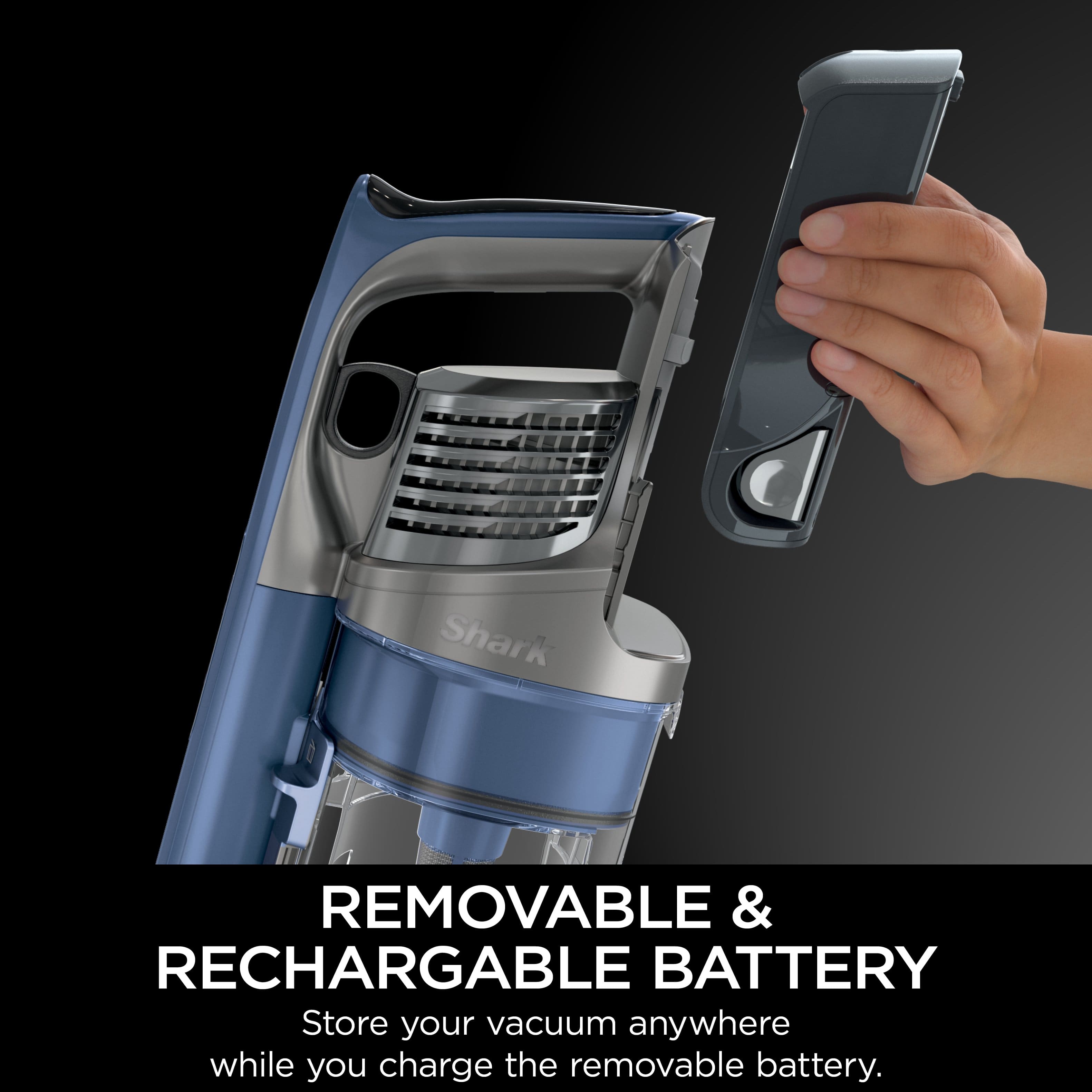 Store your vacuum anywhere while you charge the removable battery.