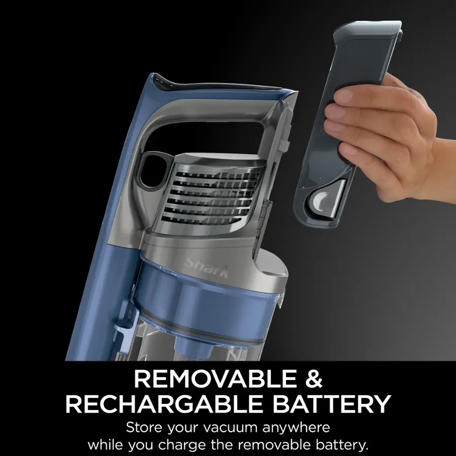 Store your vacuum anywhere while you charge the removable battery.