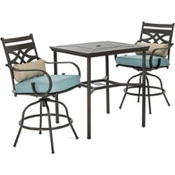 Hanover - Montclair 3-Piece High-Dining Set with 2 Swivel Chairs and a 33-Inch Square Table - Ocean Blue/Brown - Front_Zoom