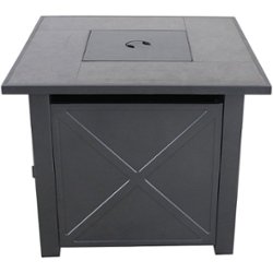 Mod Furniture - Harper 40,000 BTU Tile-Top Gas Fire Pit Table with Burner Cover and Lava Rocks - Grey/Faux Wood - Front_Zoom