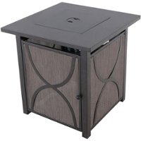 Mod Furniture - Heatside 40,000 BTU Tile-Top Gas Fire Pit Table with Burner Cover and Fire Glass - Tan/Bronze - Front_Zoom