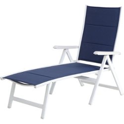 Mod Furniture - Everson Padded Sling Folding Chaise Lounge - White/Navy - Front_Zoom