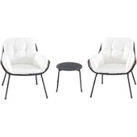 Mod Furniture Bali 3-Piece Chat Set with Plush 4-Sided Cushions in White - Steel/White - Front_Zoom
