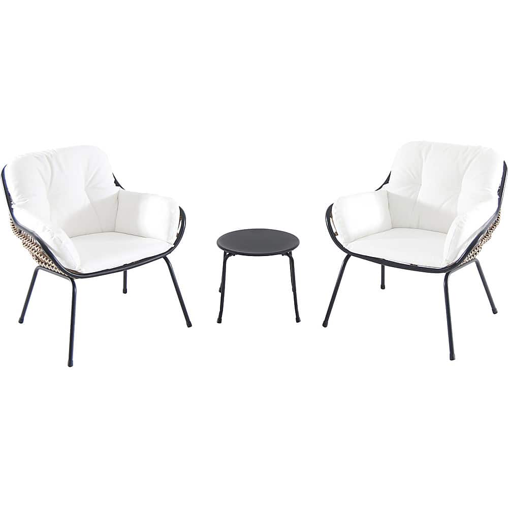 Front. Hanover - Naya 3-Piece Chat Set with Cushions - Steel/White.