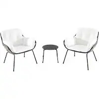 Hanover - Naya 3-Piece Chat Set with Cushions - Steel/White - Front_Zoom