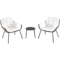 Hanover - Naya 3-Piece Chat Set with Cushions - Steel/White - Front_Zoom
