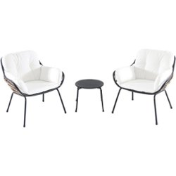 Hanover - Naya 3-Piece Chat Set with Cushions - Steel/White - Front_Zoom