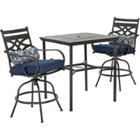 Hanover - Montclair 3-Piece High-Dining Set with 2 Swivel Chairs and a 33-Inch Square Table - Navy/Brown - Front_Zoom