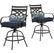 Alt View 14. Hanover - Montclair 3-Piece High-Dining Set with 2 Swivel Chairs and a 33-Inch Square Table - Navy/Brown.