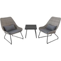 Mod Furniture - Montauk 3-Piece Wicker Scoop Chat Set with Cushions - Gray - Front_Zoom