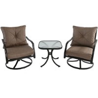 Hanover - Palm Bay 3-Piece Swivel Chat Set - Steel/Tan - Front_Zoom