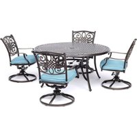 Hanover - Traditions 5-Piece Dining Set with Four Swivel Rockers - Aluminum/Blue - Front_Zoom