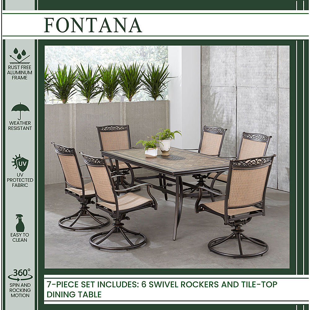 Hanover Fontana 7 Piece Dining Set With, Tile Dining Table Set