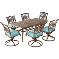 Hanover - Traditions 7-Piece Dining Set with 72 x 38 in. Cast-top Table - Blue/Bronze - Front_Zoom