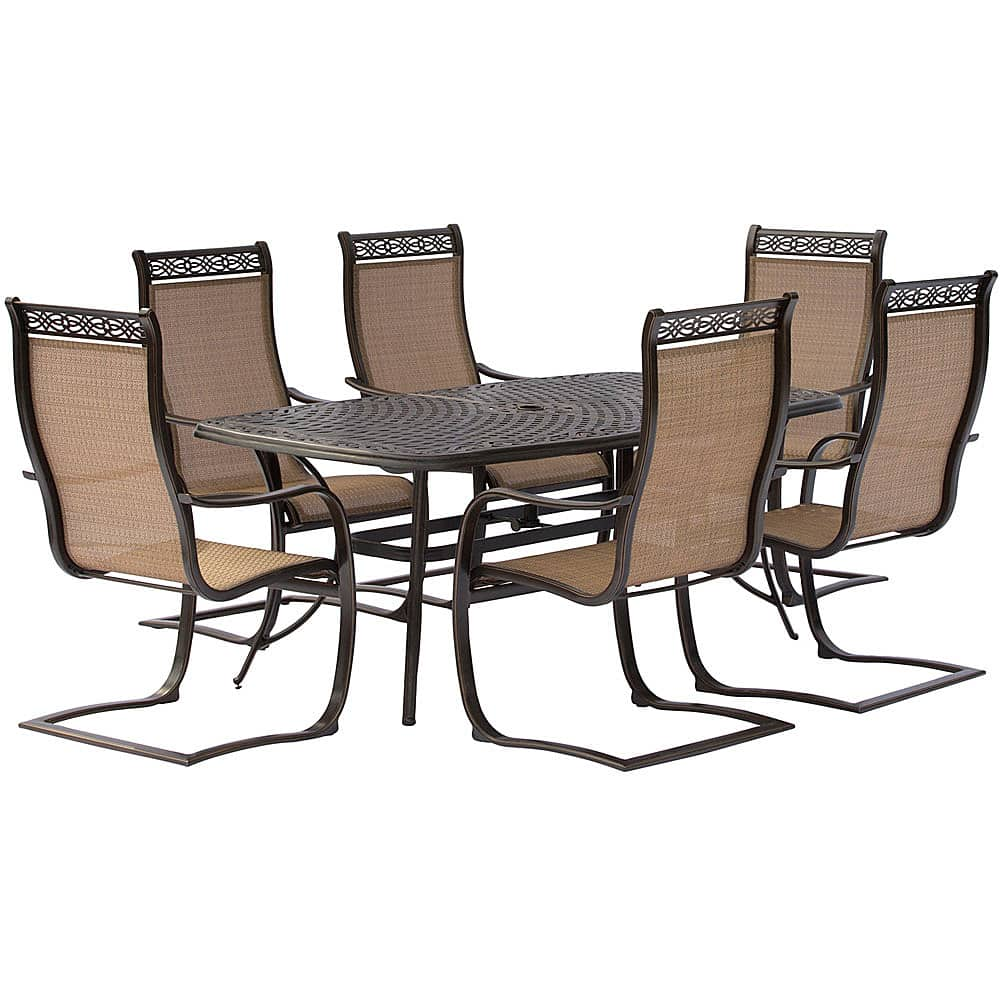 Angle View: Hanover Manor 7-Piece Outdoor Dining Set with C-Spring Chairs