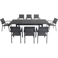 Hanover - Cameron 9-Piece Expandable Dining Set with 8 Sling Dining Chairs and a 40" x 94" Table - Gray/Gray - Front_Zoom