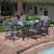 Angle Zoom. Hanover - Naples 7-Piece Outdoor Dining Set with 6 Padded Sling Chairs and Expandable Dining Table - Gray/Gray.
