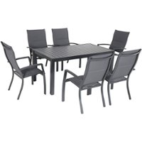 Hanover - Naples 7-Piece Outdoor Dining Set with 6 Padded Sling Chairs and a 63" x 35" Dining Table - Gray/Gray - Front_Zoom