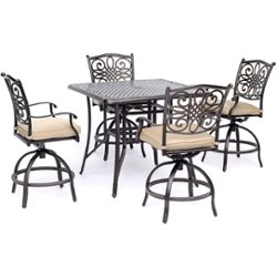 Hanover - Traditions 5-Piece High-Dining Set with a 42 In. Square Cast-top Table - Alumicast/Tan - Front_Zoom