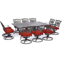 Hanover - Traditions 11-Piece Dining Set with Ten Swivel Rockers and an Extra-Long Dining Table - Alumicast/Red - Front_Zoom