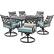 Angle. Hanover - Montclair 7-Piece Dining Set with 6 Swivel Rockers and a 40" x 67" Dining Table - Ocean Blue/Brown.