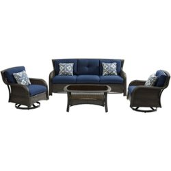 Hanover - Strathmere 4-Piece Lounge Set - Brown/Navy - Front_Zoom